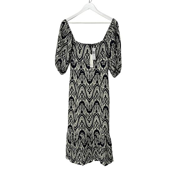 BAGATELLE COLLECTION WOMENS SIZE 8 DRESS PUFF SLEEVE IKAT MIDI DRESS BLUE NEW - Picture 5 of 15